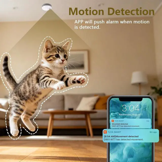 Alt view image 4 of 7 - WiFi Security Camera, Hidden Spy Camera Smoke Detector, Hidden Camera Nanny Cam 1080P Mini Camera with Night Vision Remote Viewing Motion Detecion for Baby Pet Elderly Indoor Surveillance