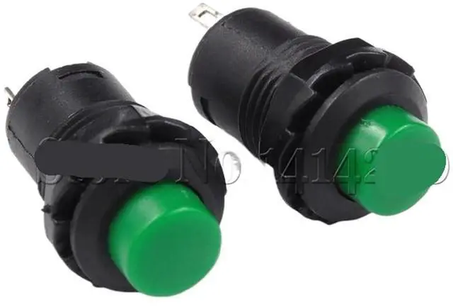 Main image of 100PCS Mini Small Round Button Red Green Self-Locking Push Button Switch Latching ON/Off 12mm 3A 125V 1.5A 250V AC(100PCS Green)