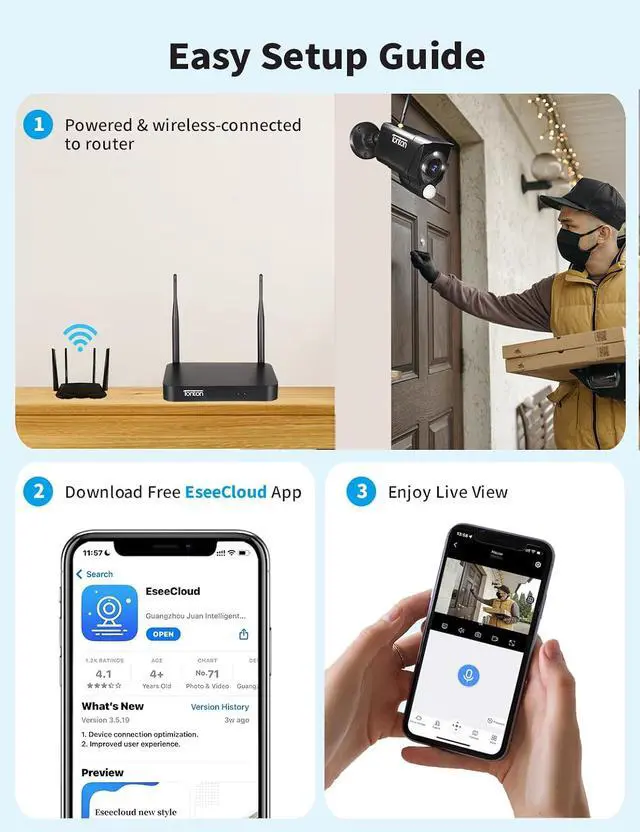Alt view image 3 of 7 - Tonton 4K 8MP Full HD Wireless Security Camera System