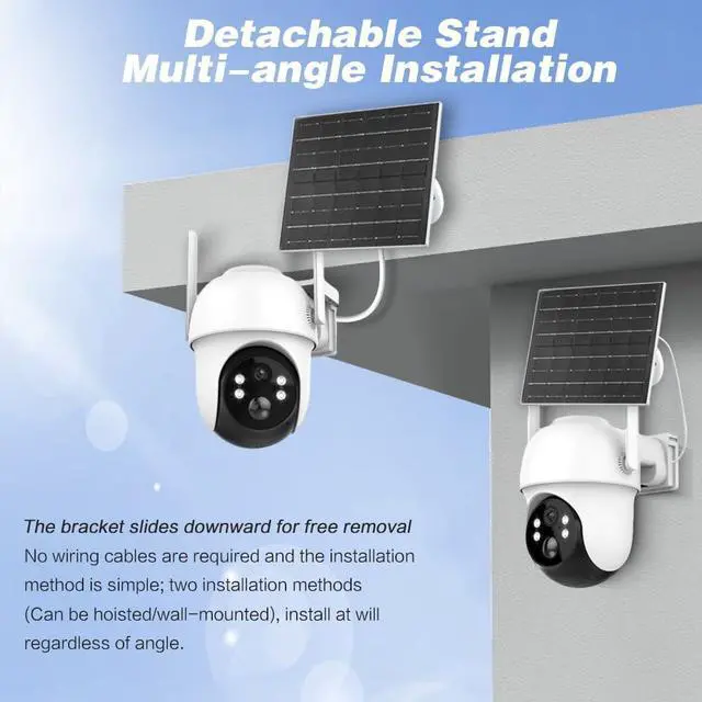 Alt view image 5 of 7 - 4MP Solar Camera Security Outdoor - 100% Wire-Free Security Cameras Wireless Outdoor for Home Surveillance, 360° Panoramic View, Human Auto Tracking, 2K Color Night Vision,2-Way Audio (2)