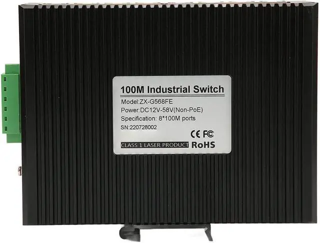 Alt view image 3 of 7 - Industrial Ethernet Switches 8 Port, Unmanaged DIN Rail Network Switch, 12 to 58V DC Input with IP40 Protection, Wide Temperature Range from - 40 to 75 Degree Centigrade for Indus