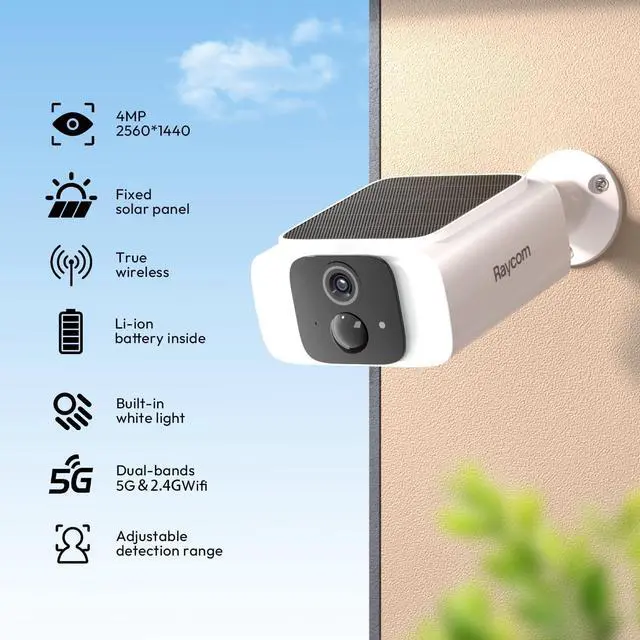 Alt view image 2 of 6 - 4Pack 5G WiFi Security Cameras Wireless Outdoor, Solar Outdoor Cameras for Home Security with AI Motion Detection & Siren, 2K Color Night Vision, 2-Way Talk, IP66 Waterproof, Cloud/SD