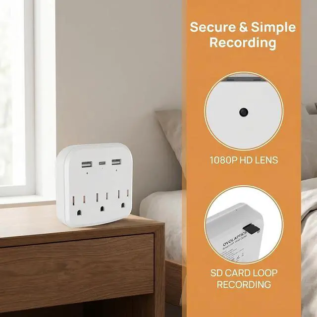 Alt view image 5 of 6 - 1080P Mini Hidden Wall Outlet Camera, Wireless WiFi Smart Home Monitor & Indoor Nanny Cam for Baby, Pet & Elderly Care, Plug-in Camera with Motion Detection, Real-Time View & Free Memory Card