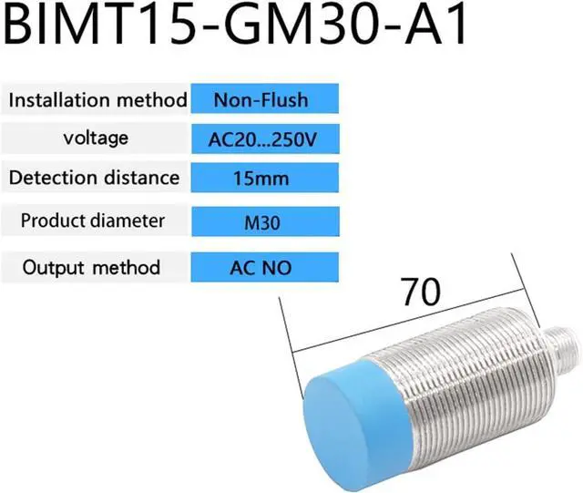 Alt view image 2 of 4 - 1pc M30 Inductive Proximity Switch Sensor Non-Flush 10-30V AC90-250V NPN PNP NO NC Output(AC NO)
