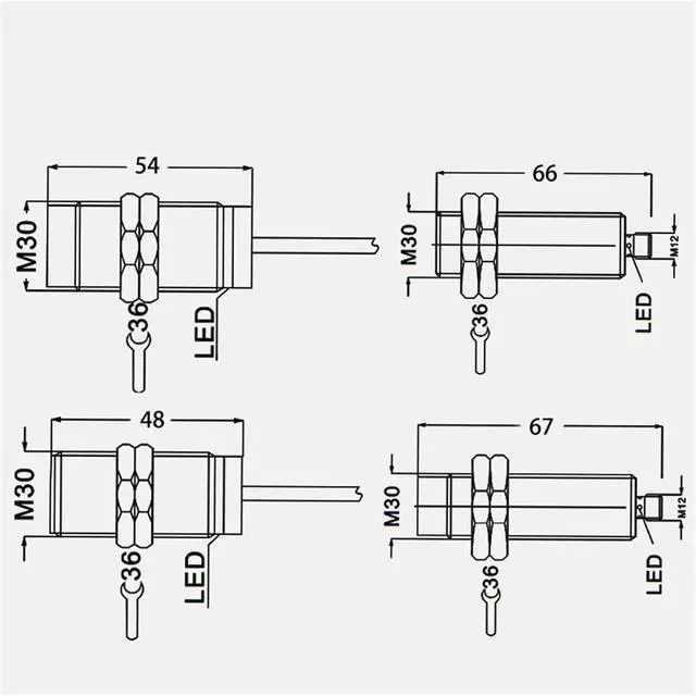 Alt view image 4 of 4 - 1pc M30 Inductive Proximity Switch Sensor Non-Flush 10-30V AC90-250V NPN PNP NO NC Output(AC NO)