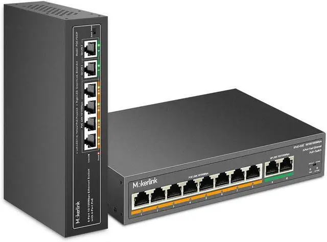 Main image of MokerLink PoE Switch, 6 Port and 10 Port PoE Switch, Support IEEE802.3af/at, Fanless Metal Plug & Play