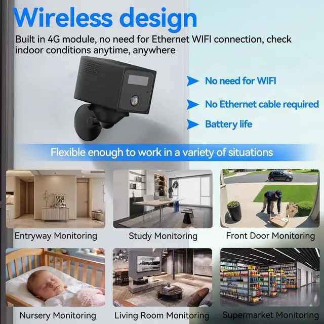 Alt view image 3 of 7 - 4G LTE Cellular Security Camera Indoor no WIFI hidden camera 1080P HD