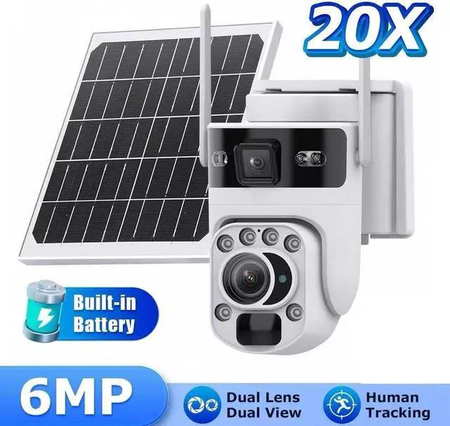 Alt view image 2 of 7 - Solar Camera 6K 20X Optical Zoom Dual Screen Outdoor Security WiFi IP Camera Night Vision PIR Detection(Only WiFi Camera)