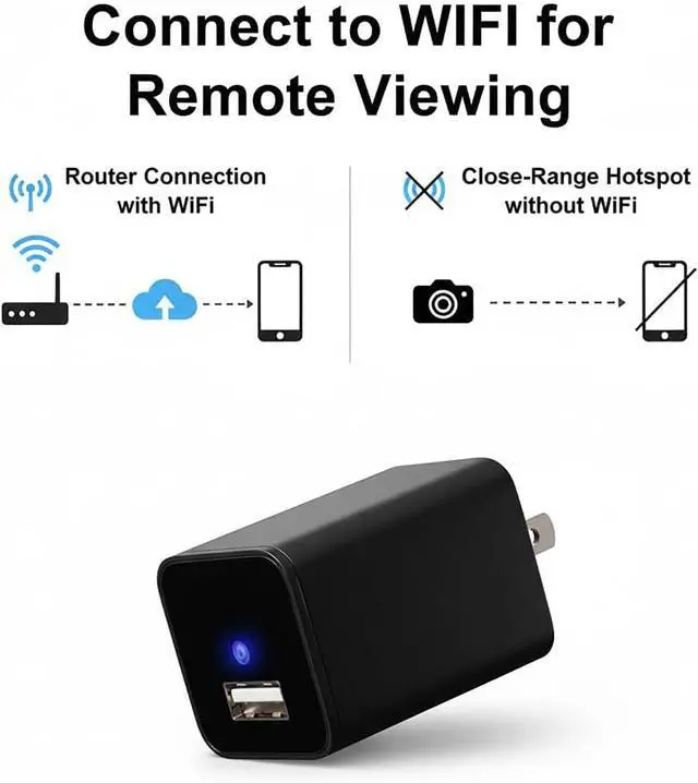 Alt view image 7 of 7 - 4K WiFi USB Charger Camera for Indoor Home & Pet 90° Wide-Angle