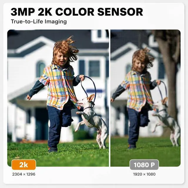 Alt view image 2 of 7 - 2K 3MP Wireless Cameras for Home Security, 2.4G WiFi Security Cameras Wireless Outdoor with 5200mAh Battery, IP65 Weatherproof, Color Night Vision, AI Detection, 2-Way Audio