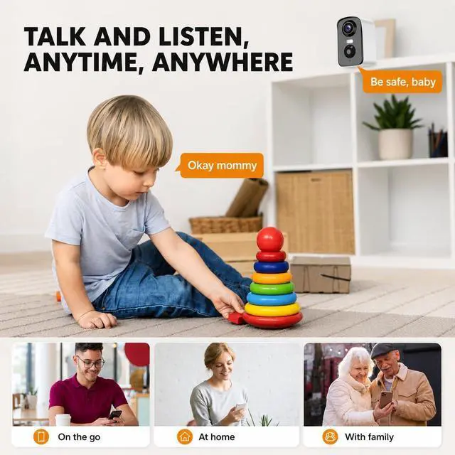 Alt view image 6 of 7 - 2K 3MP Wireless Cameras for Home Security, 2.4G WiFi Security Cameras Wireless Outdoor with 5200mAh Battery, IP65 Weatherproof, Color Night Vision, AI Detection, 2-Way Audio