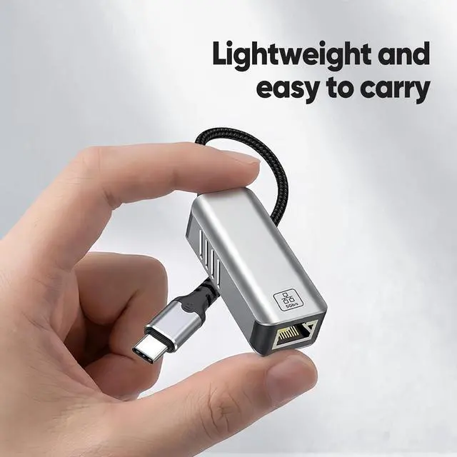 Alt view image 6 of 7 - USB C to 5Gb Ethernet Adapter, 5 Gigabit Network Speed,Aluminum with Thermal Design, Type C, USB C to Ethernet Adapter Compatible with USB4,Plug & Play for MacBook, Laptop, and USB C Devices