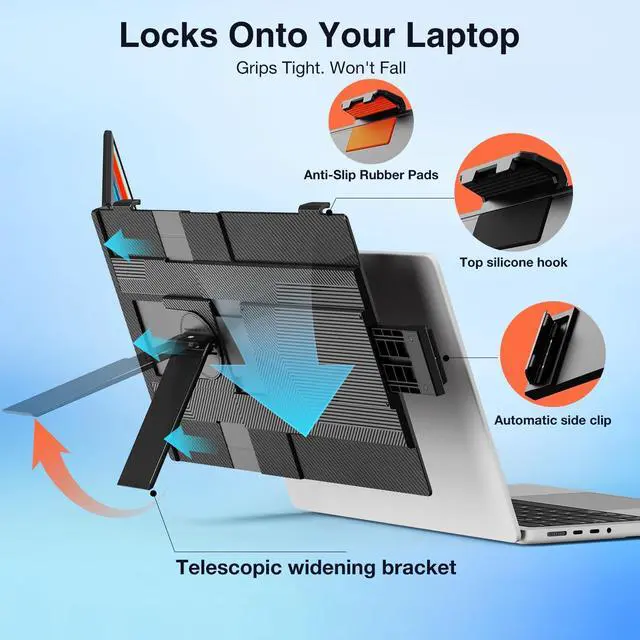 Alt view image 5 of 7 - FLYTOCCA Laptop Screen Extender, 15.6" 1080P FHD IPS Display, Detachable Second Monitor Supports Vertical Mount, Plug & Play, Laptop Monitor Extender for 13"-17.3" Laptops, Windows, Mac, Chrome