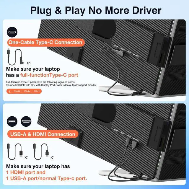 Alt view image 6 of 7 - FLYTOCCA Laptop Screen Extender, 15.6" 1080P FHD IPS Display, Detachable Second Monitor Supports Vertical Mount, Plug & Play, Laptop Monitor Extender for 13"-17.3" Laptops, Windows, Mac, Chrome