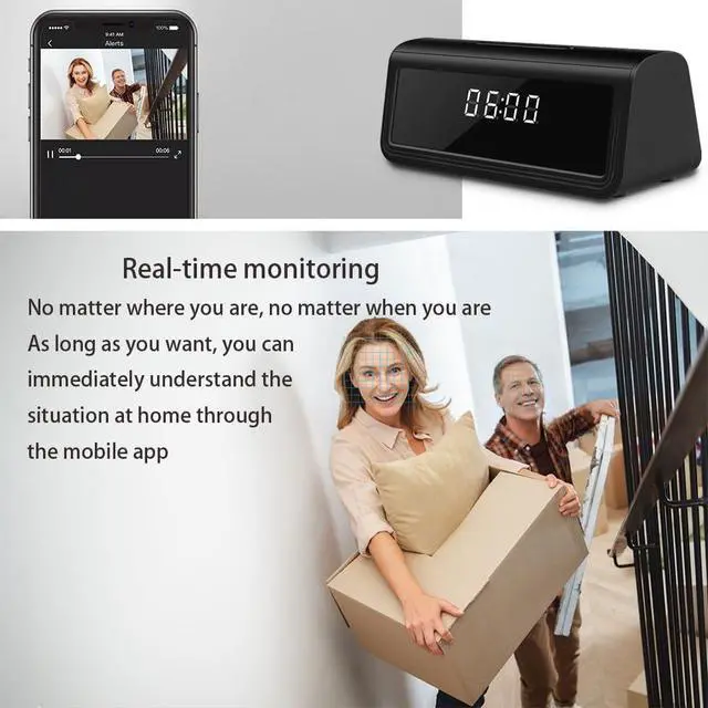 Alt view image 3 of 4 - Hidden Spy Camera Clock 4K WiFi Security Camera with Night Vision, Motion Detection, and 160° Wide Angle for Home & Office Surveillance