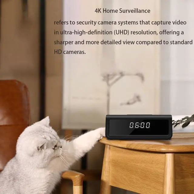 Alt view image 2 of 4 - Hidden Spy Camera Clock 4K WiFi Security Camera with Night Vision, Motion Detection, and 160° Wide Angle for Home & Office Surveillance