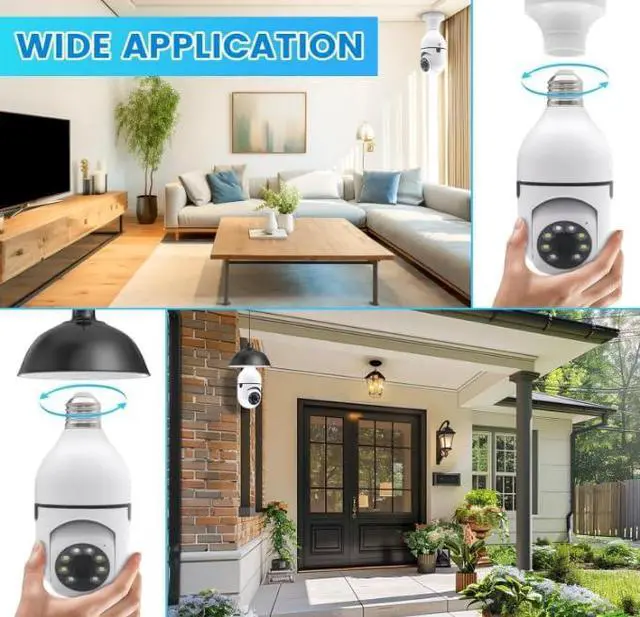 Alt view image 7 of 7 - E26 Light Socket Security Camera - 2K HD WiFi Camera with Night Vision, Motion Detection, Two-Way Audio, Indoor/Outdoor Cameras for Home Security,Support WiFi & 2.4GHz (2)