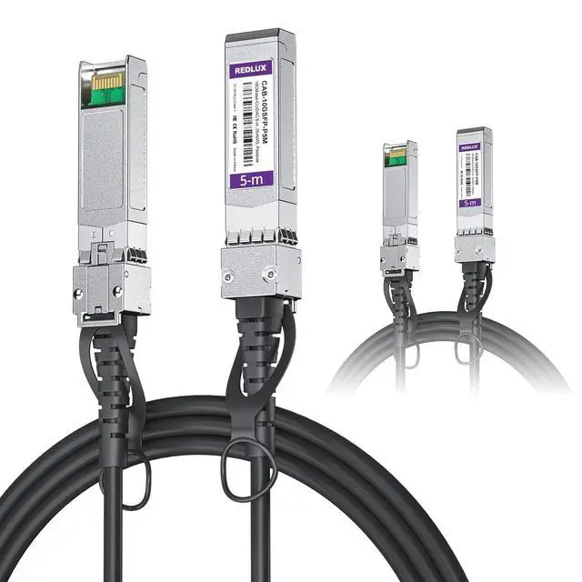 Alt view image 7 of 7 - REDLUX 10G SFP+ DAC Passive Cable, SFP+ to SFP+ Direct Attach Copper Twinax Cable for Cisco SFP-H10GB-CU5M, Ubiquiti UACC-DAC-SFP10, TP-Link, Mikrotik, Fortinet and More, 5-Meter(16ft), 2 Pack