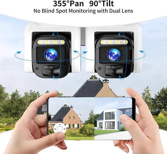 Alt view image 3 of 7 - 4G LTE Cellular Solar Security Camera, No WiFi with 3MP 2K HD, AI Motion Detection, Dual Lens 360° View, Color Night Vision, 2-Way Talk, IP66 Weatherproof, SIM Card Included (Dual-Lens)