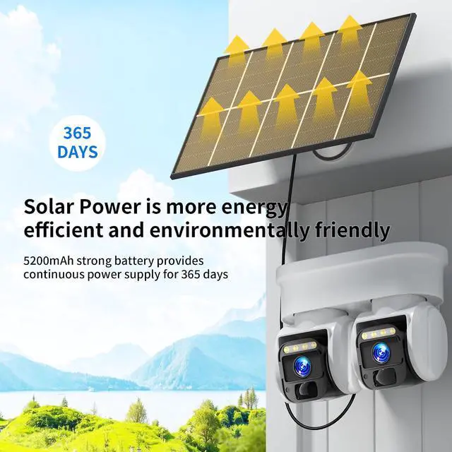 Alt view image 6 of 7 - 4G LTE Cellular Solar Security Camera, No WiFi with 3MP 2K HD, AI Motion Detection, Dual Lens 360° View, Color Night Vision, 2-Way Talk, IP66 Weatherproof, SIM Card Included (Dual-Lens)