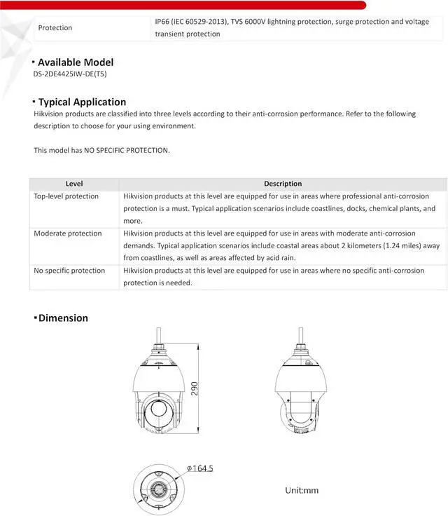 Alt view image 6 of 6 - DS-2DE4425IW-DE, 4MP DarkFighter Network Speed Dome PTZ Camera, 25× Optical & 16× Digital Zoom, 100M Distance, Support Face Capture, Human/Vehicle Detection, IP67, H.265+, Compatible with kconnect