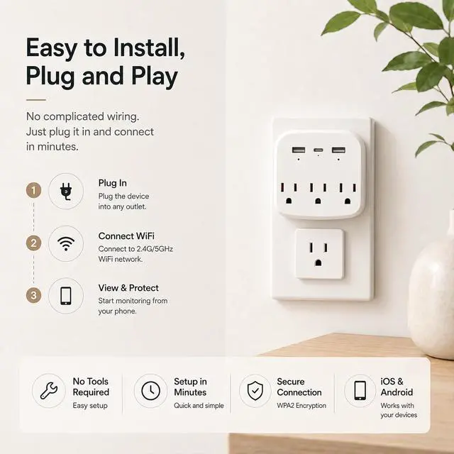 Alt view image 6 of 7 - 1080P Hidden Camera Wall Plug with Motion Detection, WiFi Spy Camera for Home Security, Wireless Nanny Cam for Baby Monitor & Pet Camera, Remote Viewing Indoor Security Camera with SD Card