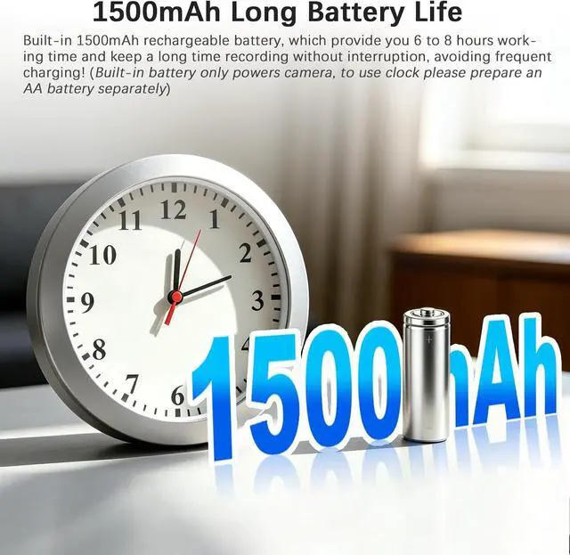 Alt view image 3 of 7 - 1080P Hidden Spy Camera in Clock, Nanny Cam Without WiFi for Home Office