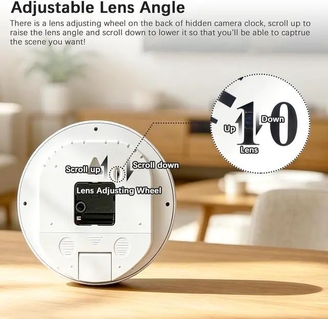 Alt view image 7 of 7 - 1080P Hidden Spy Camera in Clock, Nanny Cam Without WiFi for Home Office