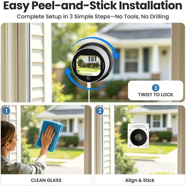 Alt view image 7 of 7 - SOLIOM 5MP Window Camera with LCD Touchscreen,Indoor Camera for Home Security Outdoor,24/7 Recording,Anti-Glare Color Night Vision,AI Motion Detection, No-Drill Install for Apartments & Rentals