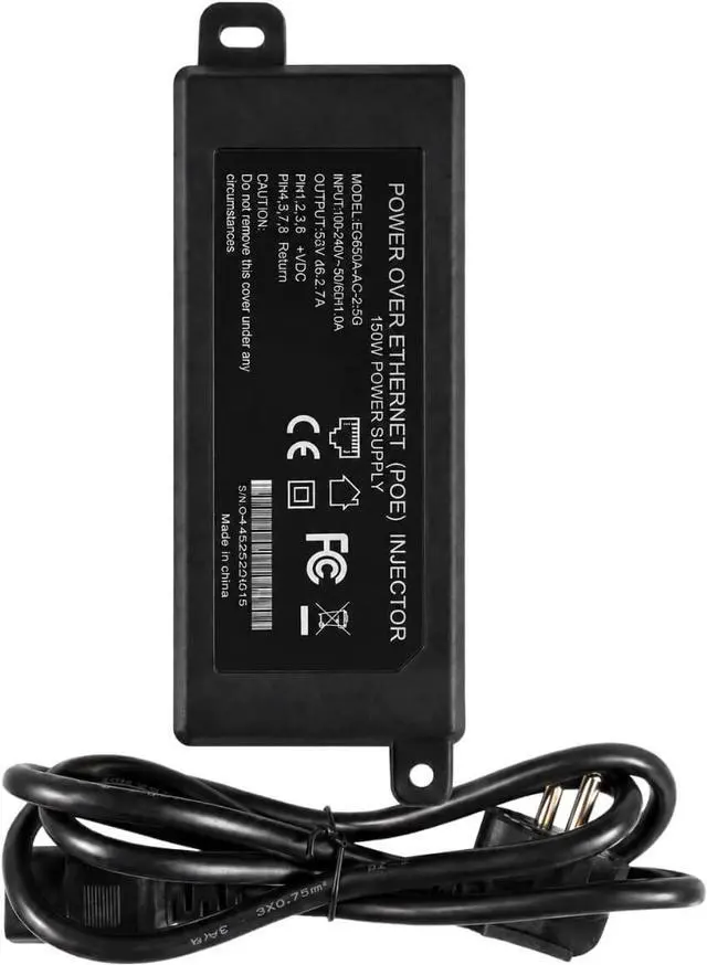 Alt view image 6 of 7 - Elfcam - 150W PoE Injector 2.5Gb/1.25Gb for Starlink Gen 3 and Gen 2, Passive PoE Injector with 3KV Overvoltage Protection, Play & Plug, Input 100-240V AC and Output 150W 48V-56V