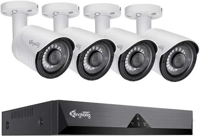 Main image of 5MP Poe Home Security Camera System, 8CH NVR Recorder, 4pcs POE IP Camera Outdoor, 2592X1944P, 3.6mm Lens, 100ft Night Vision, IP67 Waterproof, Motion Alert H.265 (White)