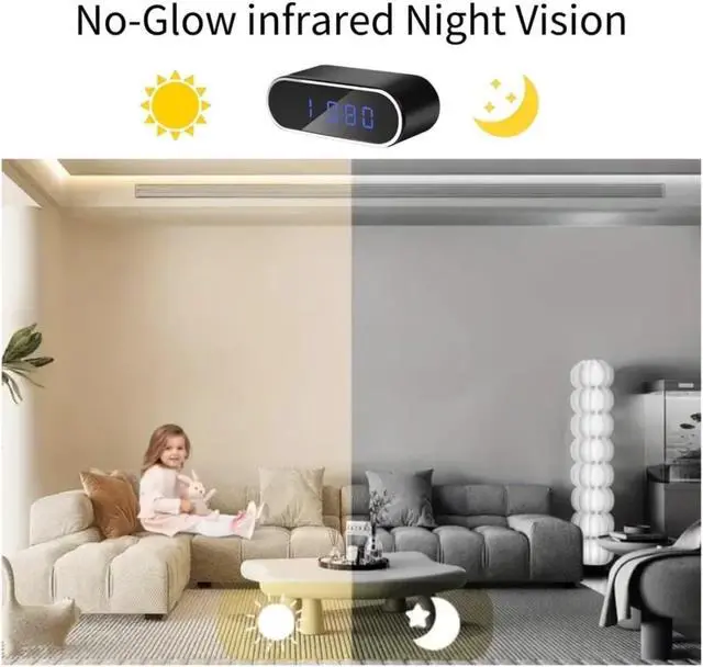 Alt view image 4 of 6 - Hidden Camera Clock 1080P Wireless spy Camera Indoor Security Nanny Camera with Motion Detection Home Security Device