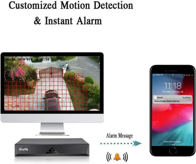 Alt view image 6 of 7 - 5MP Poe Home Security Camera System, 8CH NVR Recorder, 4pcs POE IP Camera Outdoor, 2592X1944P, 3.6mm Lens, 100ft Night Vision, IP67 Waterproof, Motion Alert H.265 (White)