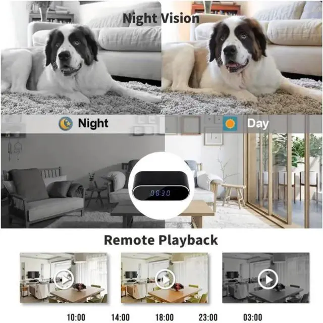 Alt view image 6 of 6 - Hidden Camera Clock 1080P Wireless spy Camera Indoor Security Nanny Camera with Motion Detection Home Security Device