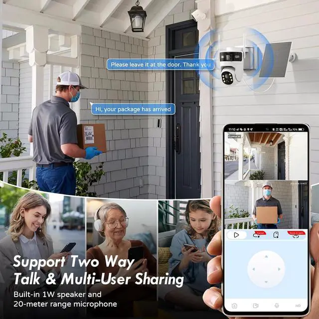 Alt view image 7 of 7 - 4G LTE Cellular Solar Security Camera Wireless Outdoor: Dual-Lens Cámara, Pan and Tilt, 360° Live View, with SIM Card and 32GB SD Card, No WiFi, 2K Color Night Vision, 2 Way Talk, PIR Motion