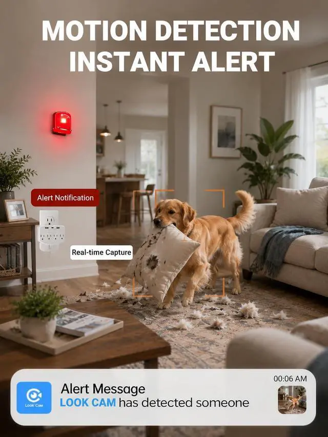 Alt view image 2 of 7 - Wireless Hidden Spy Cam WiFi HD 1080P, Indoor Wall Outlet Nanny Cameras No Audio, Motion Detection Loop Recording for Office Home Baby & Pet Security