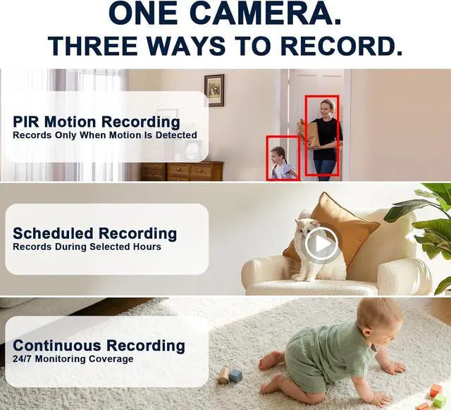 Alt view image 7 of 7 - No WiFi Security Camera Indoor with 4G LTE Cellular SIM Card, 2K Live View