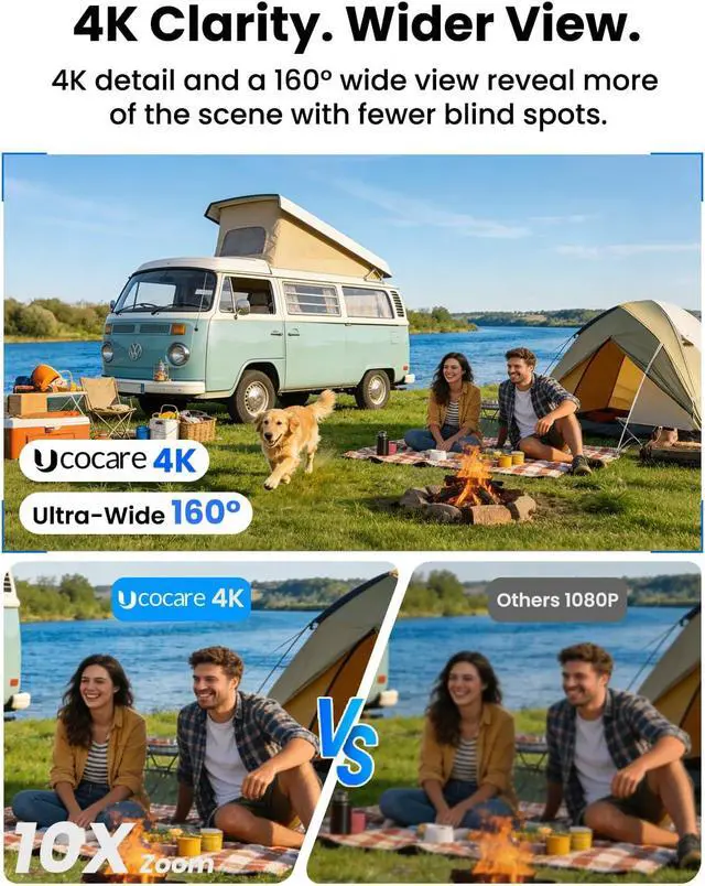 Alt view image 5 of 7 - 4G LTE Spy Camera No WiFi Needed with SIM Card, UCOCARE 4K Mini Hidden Camera for Car Anti-Theft & Vandalism, AI Radar Motion Detection Through Glass & Alert, 5200mAh Battery, No Red Glow Night Vision