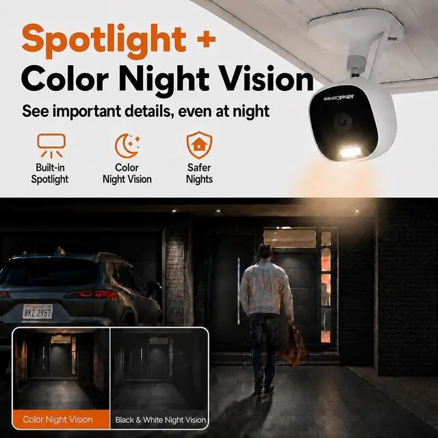 Alt view image 4 of 7 - AlfredCam Plus 2 Smart Home Security Camera 2.5K, WiFi 2.4 & 5GHz, Indoor/Outdoor, IP65 Waterproof, LED Spotlight, Two-Way Audio, Color Night Vision, Baby/Pet Cam, App Powered (100M+ downloads)