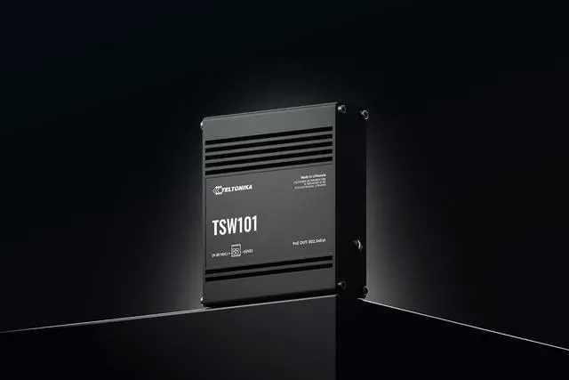 Alt view image 6 of 7 - Teltonika TSW101 TSW101000001 Industrial Gigabit PoE+ Ethernet Switch, 5-Port Unmanaged Plug-and-Play, 4 PoE+ Ports, PROFINET Certified, Automotive & IoT Applications, North America Version