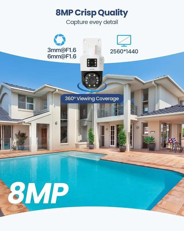 Alt view image 6 of 7 - ZOSI C220 4K 8MP Add-On PoE IP Camera Outdoor Indoor, C298 Pro 4K Dual-Lens(2x4MP) Add-on Security Camera, AI Person/Face/Vehicle Detection, Night Vision, Two-Way Audio, Only Work PoE NVR