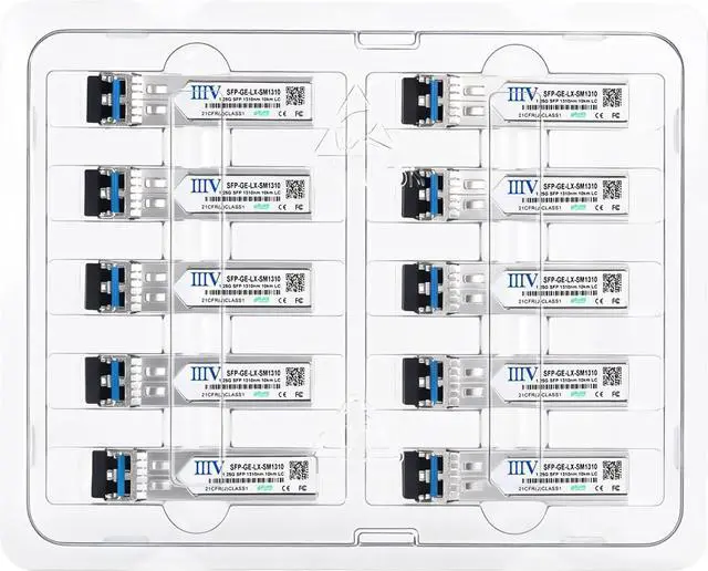 Main image of 1000Base-LX SFP Transceiver, 1.25G Single Mode LC Module with DDM, 1310nm 20km Mini-Gbic Compatible with Cisco GLC-LH-SMD, Ubiquiti UniFi and More (10-Pack)