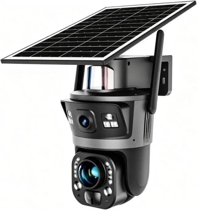 Alt view image 2 of 7 - for UBOX 6MP Dual Lens Solar Powered Outdoor Security Camera, 36x Optical Zoom, 40m Infrared Night Vision,Human Auto Tracking, Two-Way Talk, Motion Alert, IP66 Weatherproof Surveillance Camera