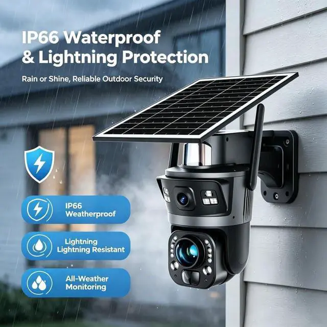 Alt view image 3 of 7 - for UBOX 6MP Dual Lens Solar Powered Outdoor Security Camera, 36x Optical Zoom, 40m Infrared Night Vision,Human Auto Tracking, Two-Way Talk, Motion Alert, IP66 Weatherproof Surveillance Camera