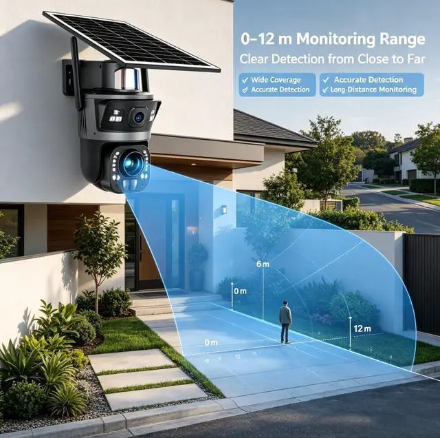 Alt view image 7 of 7 - for UBOX 6MP Dual Lens Solar Powered Outdoor Security Camera, 36x Optical Zoom, 40m Infrared Night Vision,Human Auto Tracking, Two-Way Talk, Motion Alert, IP66 Weatherproof Surveillance Camera