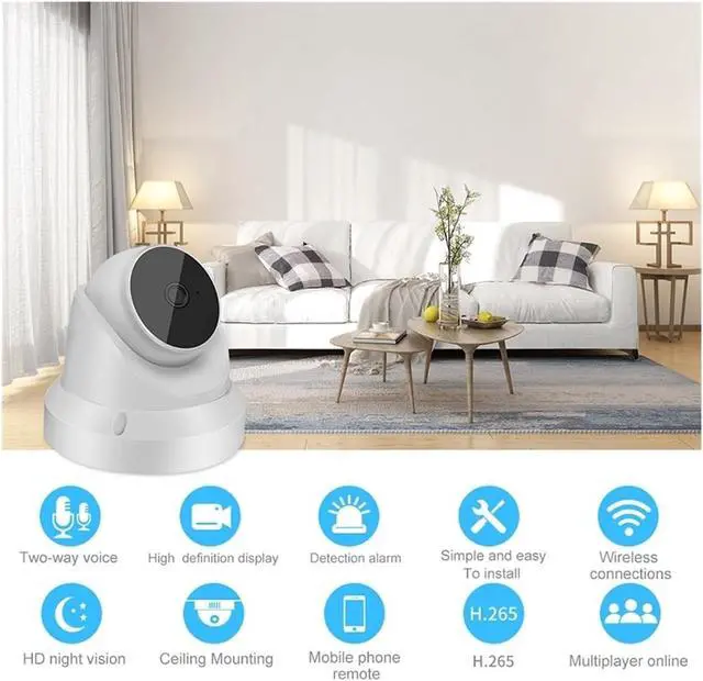 Alt view image 2 of 6 - 3MP V380 Pro App WiFi IP Camera 10x Zoom Smart Home Security Night Vision Indoor Celling Mount CCTV Dome Camera(US Plug,Camera Add 128G Card)