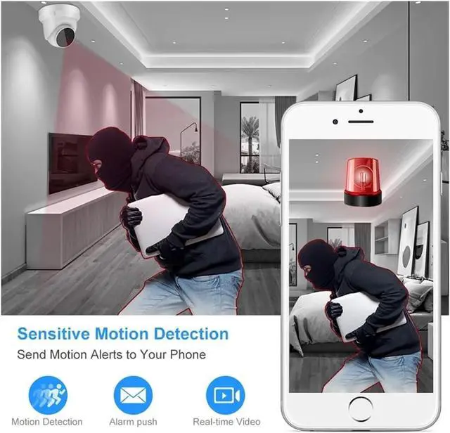 Alt view image 6 of 6 - 3MP V380 Pro App WiFi IP Camera 10x Zoom Smart Home Security Night Vision Indoor Celling Mount CCTV Dome Camera(US Plug,Camera Add 128G Card)