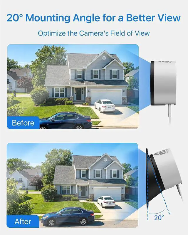 Alt view image 3 of 7 - 3MP 2K Window Camera, 2.4GHz & 5GHz WiFi Indoor Camera for Home Security with 20° Tilt Bracket, Full Color Night Vision, Human & Motion Detection, Anti-Glare, Rental Friendly, 2 Packs