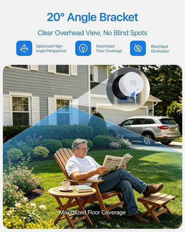 Alt view image 4 of 7 - 3MP 2K Window Camera, 2.4GHz & 5GHz WiFi Indoor Camera for Home Security with 20° Tilt Bracket, Full Color Night Vision, Human & Motion Detection, Anti-Glare, Rental Friendly, 2 Packs