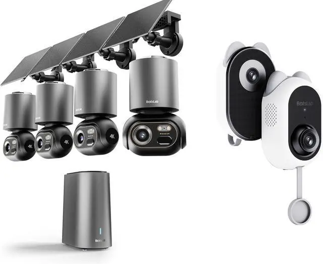 Main image of BOTSLAB 4K Security Cameras Wireless Outdoor, No Subscription, 4 Cam-Kit, Dual-Lens 4MP Window Cameras for Home Security, No Drill Indoor Camera, TrueColor Night Vision